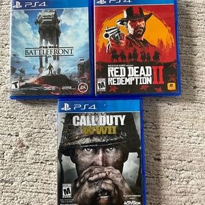 PS4 Call of Duty WWII,Star Wars Battlefront.and Red Dead Redemption ii